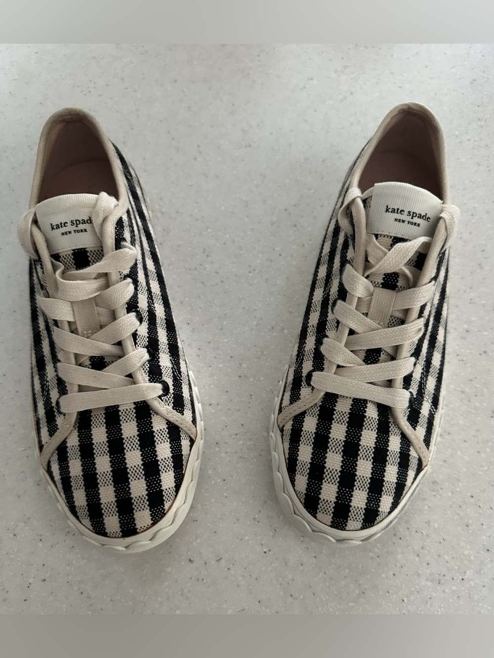 kate spade Black & Cream Gingham Low-Top Sneakers